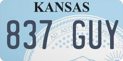 KS license plate 837GUY