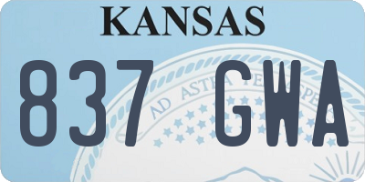 KS license plate 837GWA