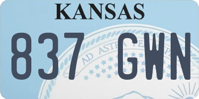 KS license plate 837GWN