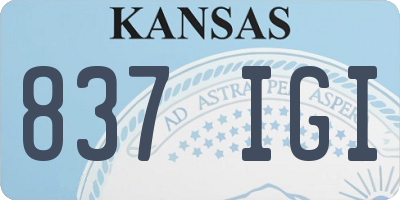 KS license plate 837IGI