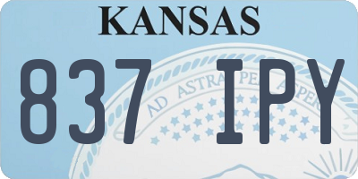 KS license plate 837IPY