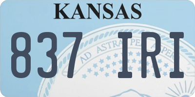 KS license plate 837IRI