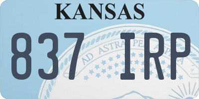 KS license plate 837IRP