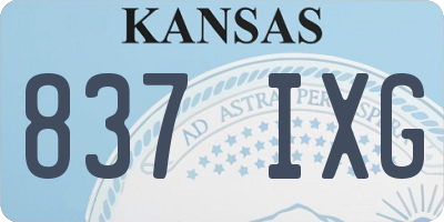 KS license plate 837IXG