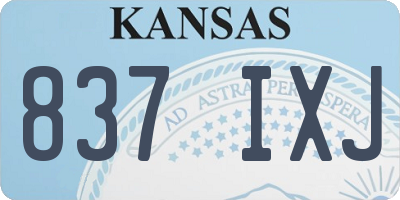 KS license plate 837IXJ
