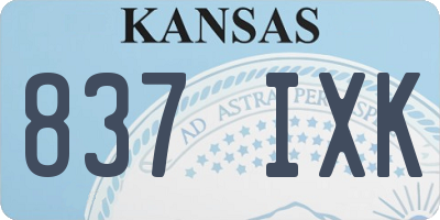 KS license plate 837IXK
