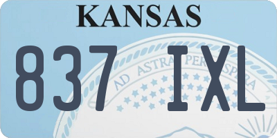 KS license plate 837IXL