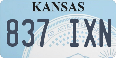 KS license plate 837IXN