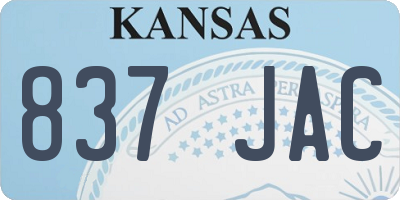 KS license plate 837JAC