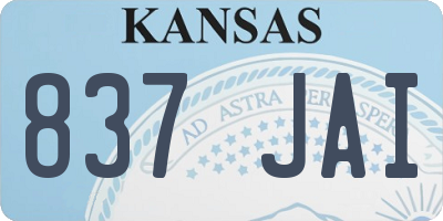 KS license plate 837JAI