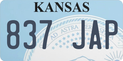 KS license plate 837JAP