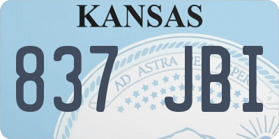 KS license plate 837JBI
