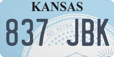 KS license plate 837JBK