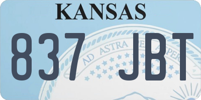 KS license plate 837JBT