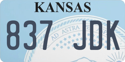 KS license plate 837JDK