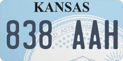 KS license plate 838AAH