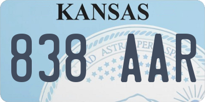 KS license plate 838AAR