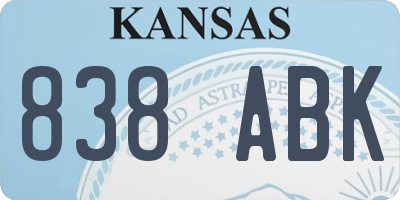 KS license plate 838ABK