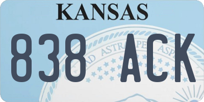 KS license plate 838ACK