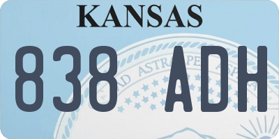 KS license plate 838ADH
