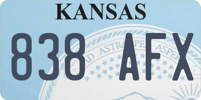 KS license plate 838AFX