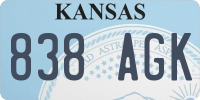 KS license plate 838AGK