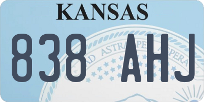 KS license plate 838AHJ