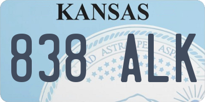 KS license plate 838ALK