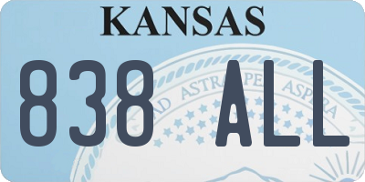 KS license plate 838ALL