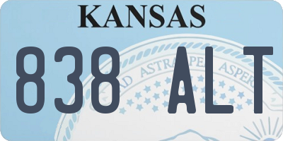 KS license plate 838ALT