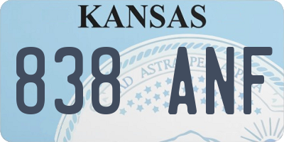 KS license plate 838ANF