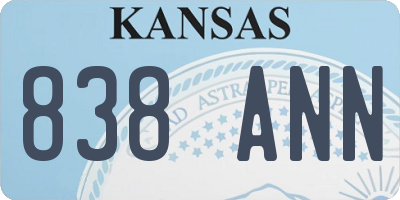 KS license plate 838ANN