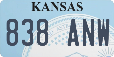KS license plate 838ANW