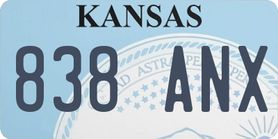 KS license plate 838ANX