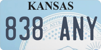 KS license plate 838ANY