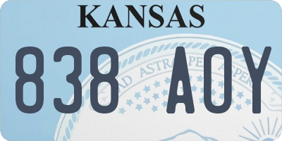 KS license plate 838AOY