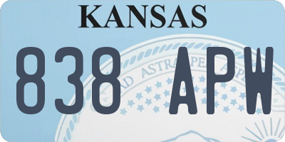 KS license plate 838APW