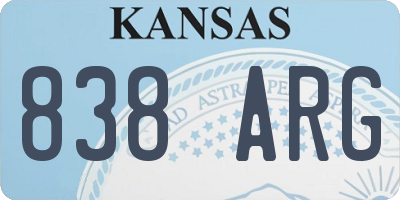 KS license plate 838ARG