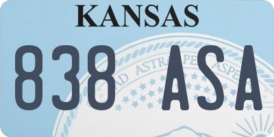 KS license plate 838ASA