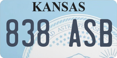 KS license plate 838ASB