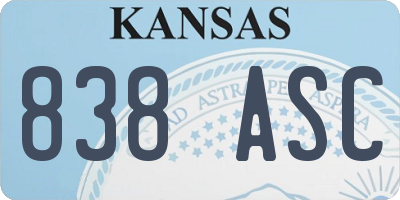 KS license plate 838ASC