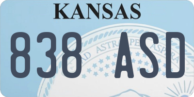 KS license plate 838ASD