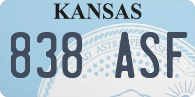 KS license plate 838ASF