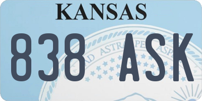 KS license plate 838ASK