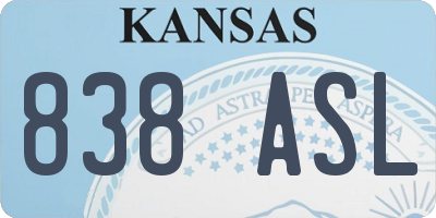 KS license plate 838ASL