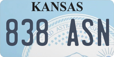 KS license plate 838ASN