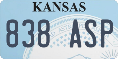 KS license plate 838ASP