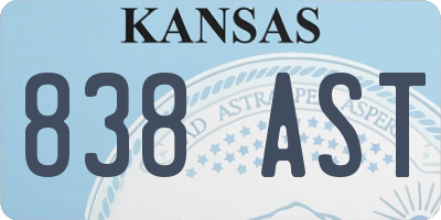 KS license plate 838AST
