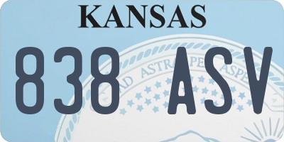 KS license plate 838ASV