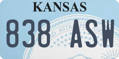 KS license plate 838ASW